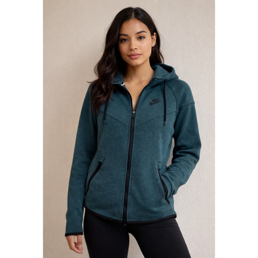 Nike Tech Fleece Zip Hoodie Teal S | Y2K Athleisure Streetwear Gym Jacket